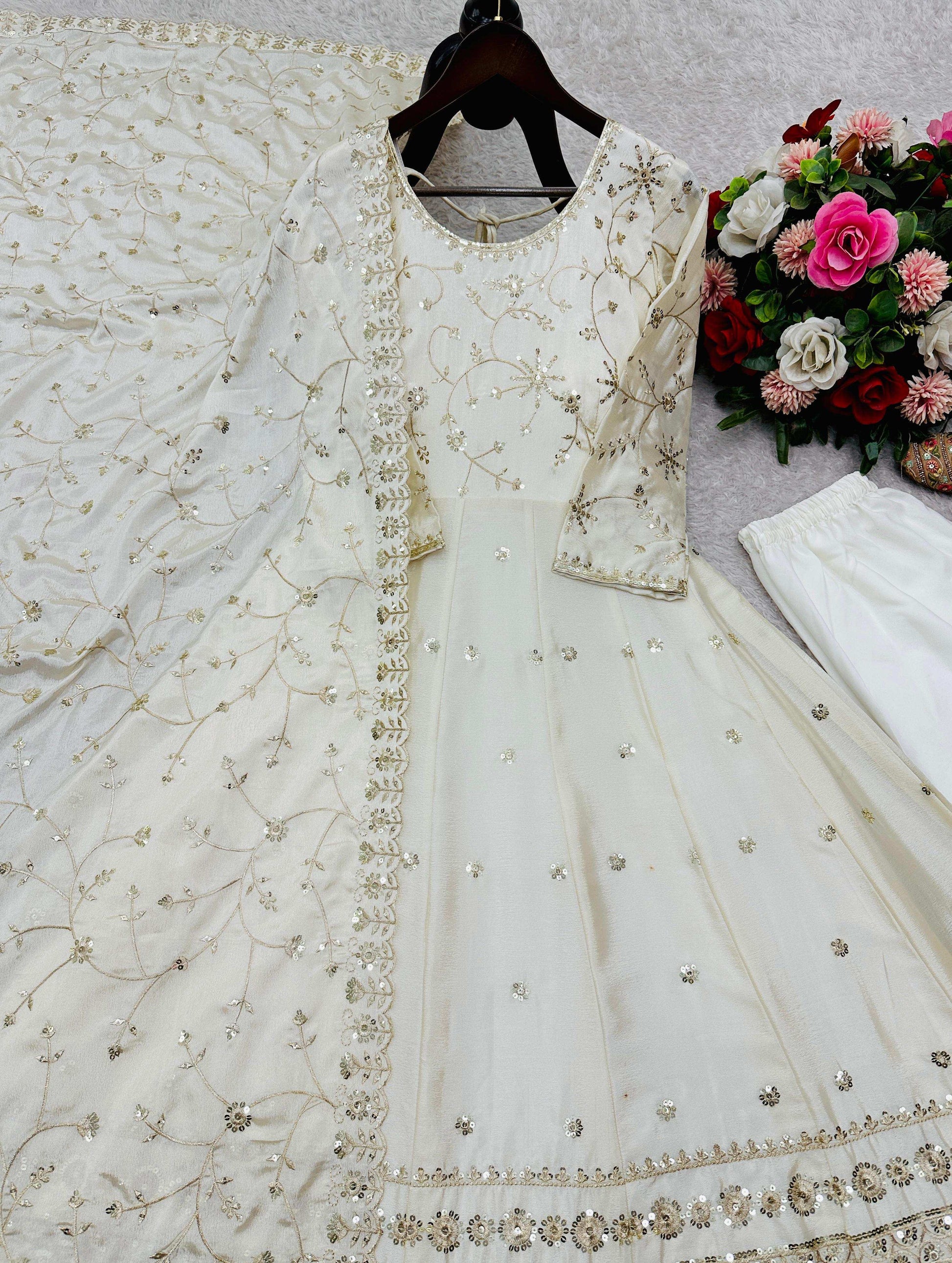 HOS FD-157 Dola Silk Anarkali Gown Set with Dupatta - House Of ShiVisha