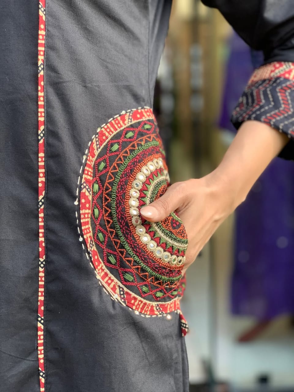 Elegant Banana Silk Kurta Plazo Dupatta Set – Neck Work & Pocket Detailing with Cotton Lining | House of ShiVisha™ Akshar