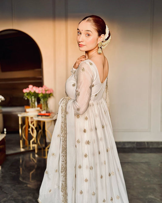 FD-121 Heavy Chinon Silk Gown Pant Dupatta Set – 5mm Sequin Embroidery with Full Sleeves | House of ShiVisha™ | Ready-to-Wear Luxe Edition