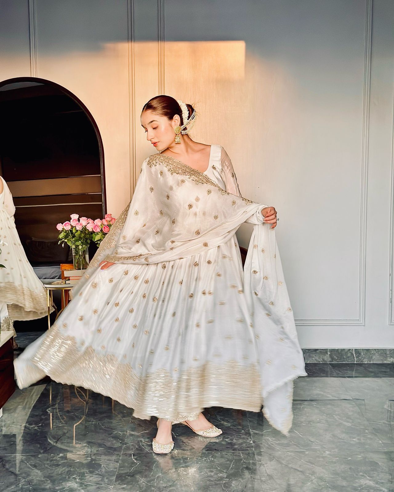 FD-121 Heavy Chinon Silk Gown Pant Dupatta Set – 5mm Sequin Embroidery with Full Sleeves | House of ShiVisha™ | Ready-to-Wear Luxe Edition