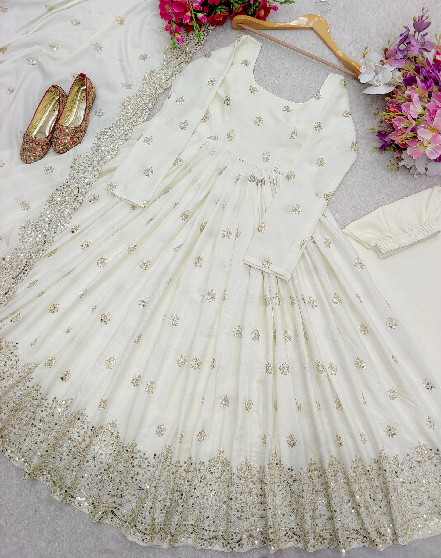 FD-121 Heavy Chinon Silk Gown Pant Dupatta Set – 5mm Sequin Embroidery with Full Sleeves | House of ShiVisha™ | Ready-to-Wear Luxe Edition