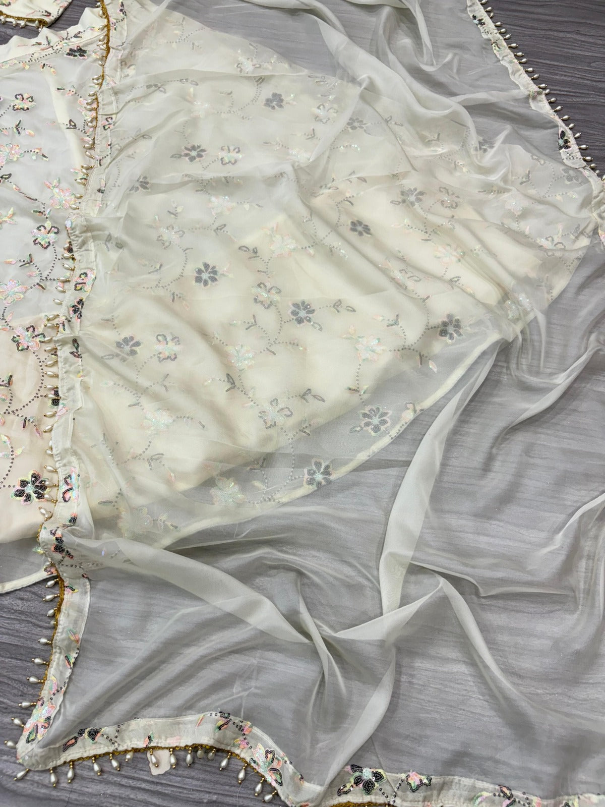 HC-1026 Premium Tabby Silk Lehenga Set – Heavy Thread & Rainbow Sequin Embroidery with Pearl Lace Dupatta | House of ShiVisha™ | Royal Heritage Edition