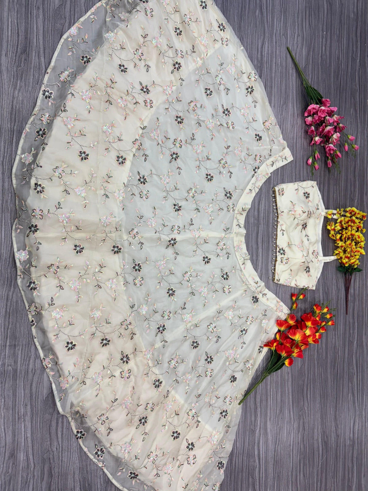 HC-1026 Premium Tabby Silk Lehenga Set – Heavy Thread & Rainbow Sequin Embroidery with Pearl Lace Dupatta | House of ShiVisha™ | Royal Heritage Edition