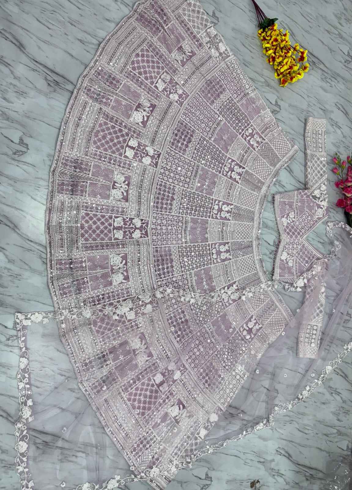 HC-1069 Butterfly Net Lehenga Set – Resham Embroidery & Heavy Sequins Work with Matching Dupatta | House of ShiVisha™