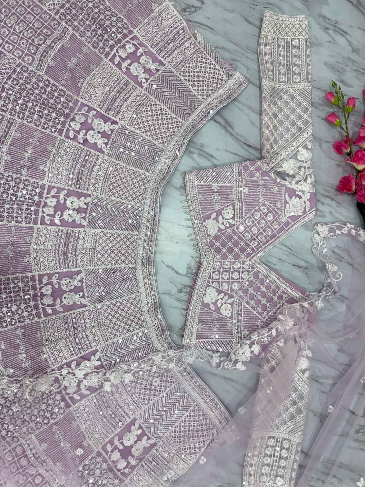 HC-1069 Butterfly Net Lehenga Set – Resham Embroidery & Heavy Sequins Work with Matching Dupatta | House of ShiVisha™