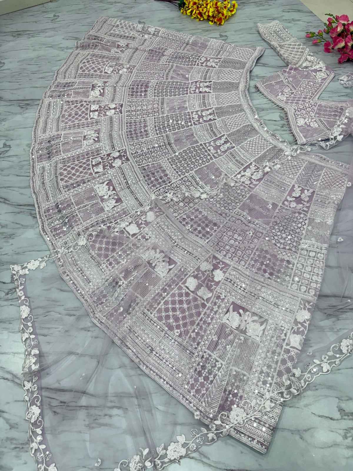 HC-1069 Butterfly Net Lehenga Set – Resham Embroidery & Heavy Sequins Work with Matching Dupatta | House of ShiVisha™