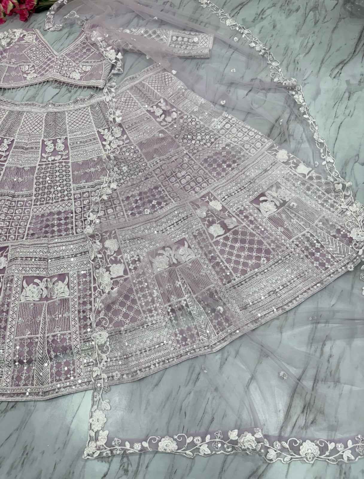 HC-1069 Butterfly Net Lehenga Set – Resham Embroidery & Heavy Sequins Work with Matching Dupatta | House of ShiVisha™