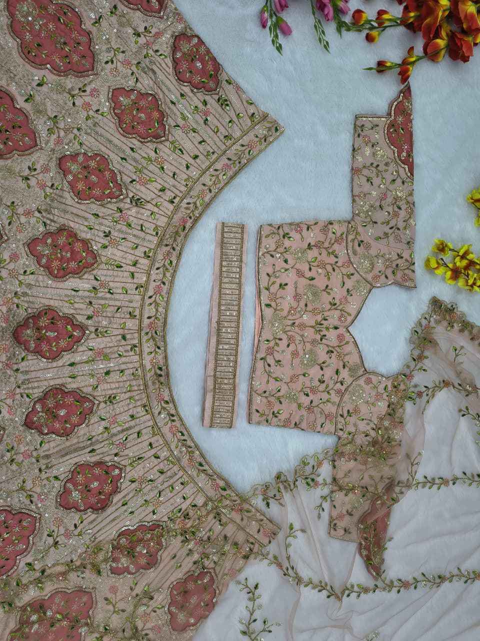 HC-1090 Premium Slub Silk Lehenga Set – Heavy Embroidery, Dori & Sequin Work with Butterfly Net Dupatta | House of ShiVisha™