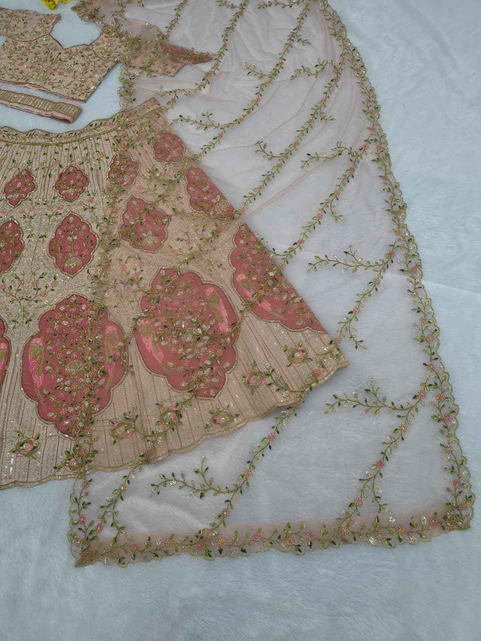 HC-1090 Premium Slub Silk Lehenga Set – Heavy Embroidery, Dori & Sequin Work with Butterfly Net Dupatta | House of ShiVisha™