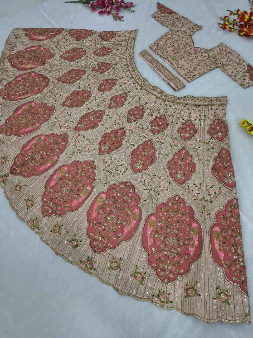 HC-1090 Premium Slub Silk Lehenga Set – Heavy Embroidery, Dori & Sequin Work with Butterfly Net Dupatta | House of ShiVisha™