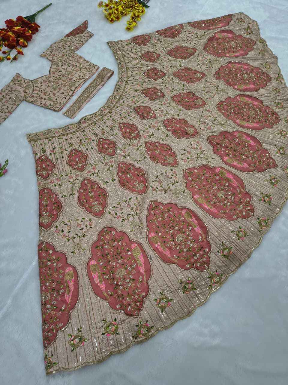 HC-1090 Premium Slub Silk Lehenga Set – Heavy Embroidery, Dori & Sequin Work with Butterfly Net Dupatta | House of ShiVisha™