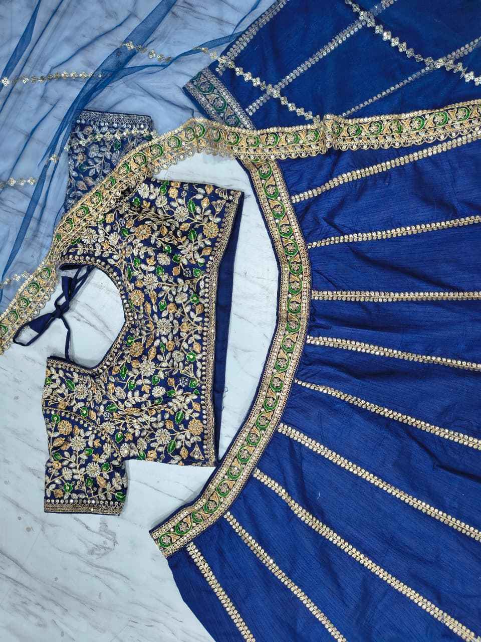 HC-1097 Heavy Slub Silk Lehenga Set – Thread, Dori & Sequin Embroidery with Net Dupatta | House of ShiVisha™