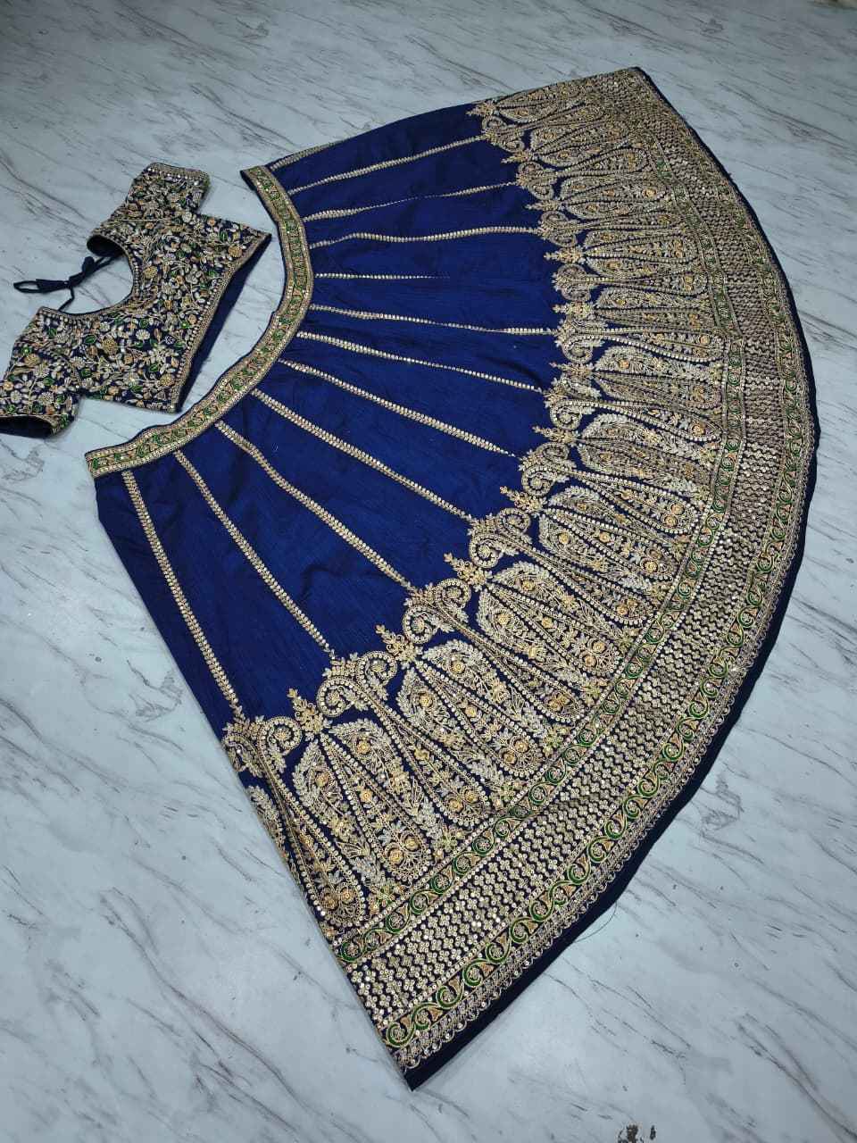 HC-1097 Heavy Slub Silk Lehenga Set – Thread, Dori & Sequin Embroidery with Net Dupatta | House of ShiVisha™