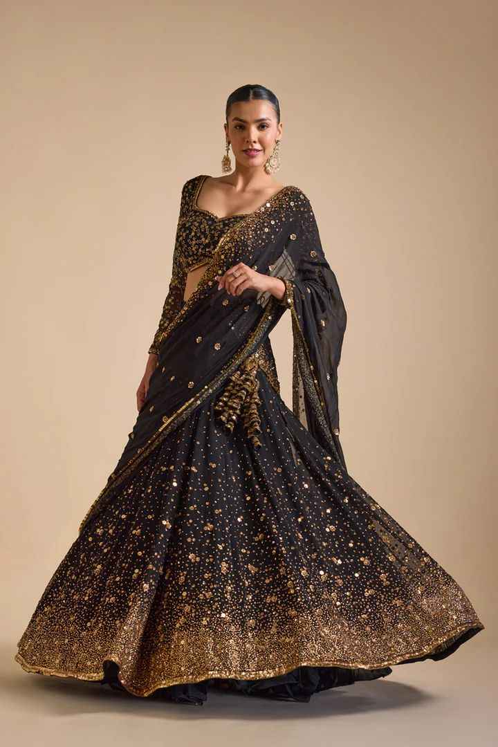 HC-995 Premium Georgette Lehenga Set – Heavy Sequin, Embroidery & Hand Diamond Work with Dupatta | House of ShiVisha™