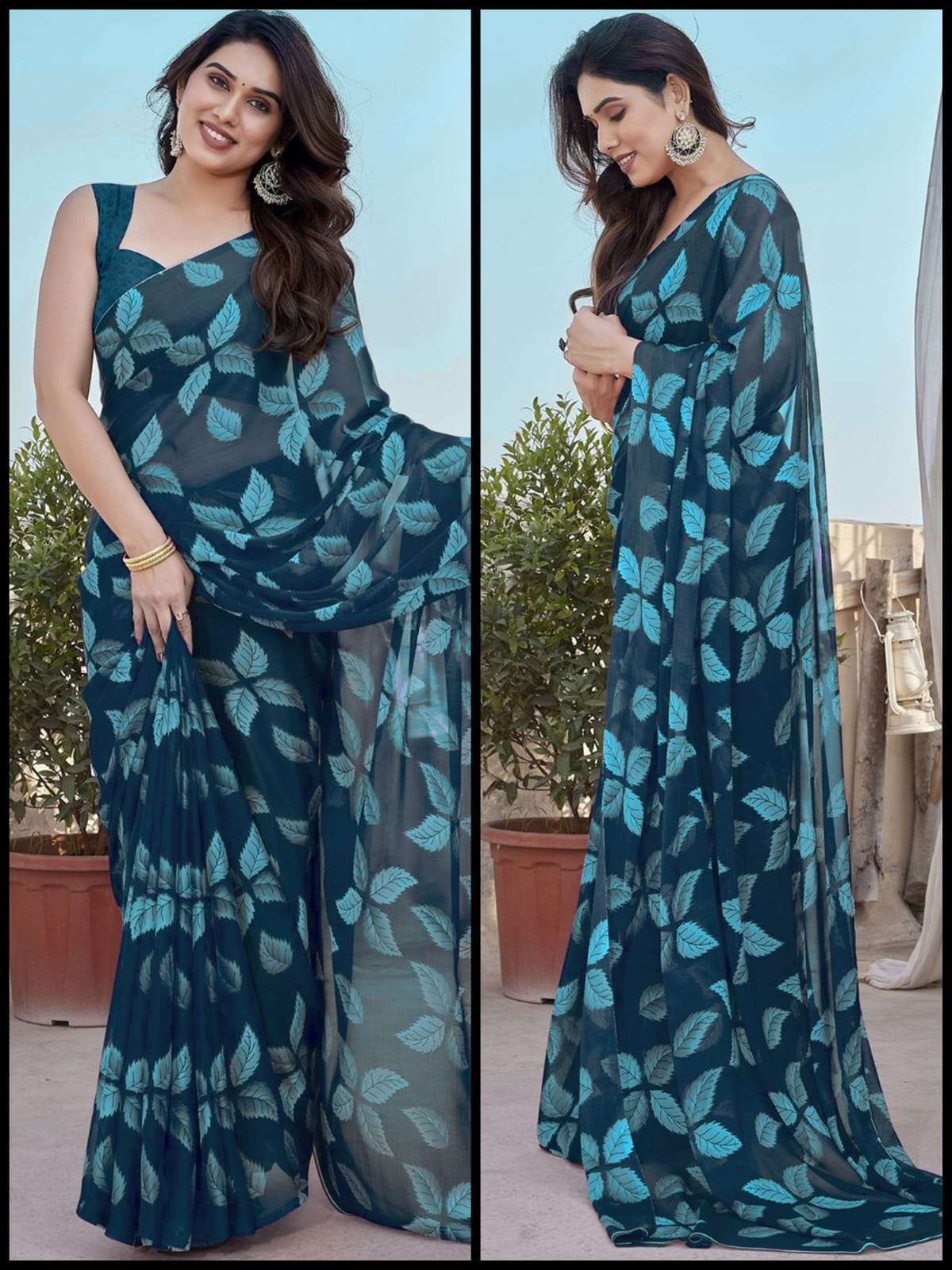 HOS AARTI-2 Smooth Chiffon Saree with Matching Blouse