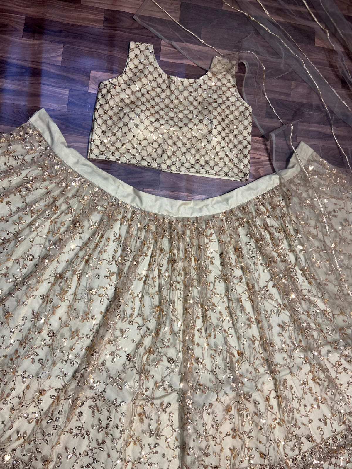 HOS HC-709 Net Sequins Lehenga with Embroidered Blouse & Dupatta