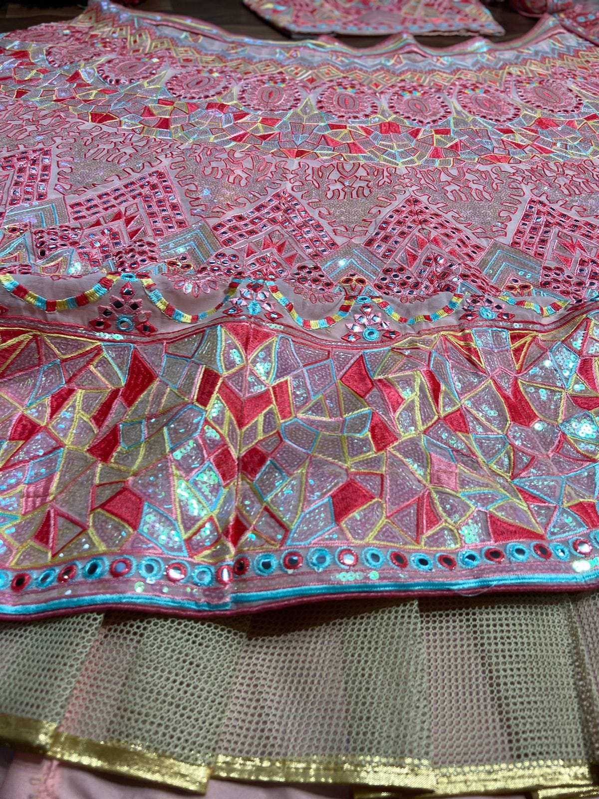 HOS HC-786 Georgette Lehenga with Sequins, Mirror & Thread Work