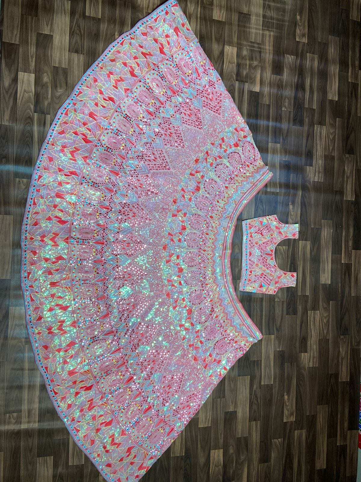 HOS HC-786 Georgette Lehenga with Sequins, Mirror & Thread Work