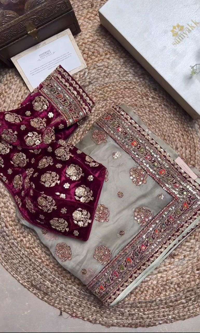 HOS KK-0271 Tissue Organza Silk Saree with Zari & Sequins