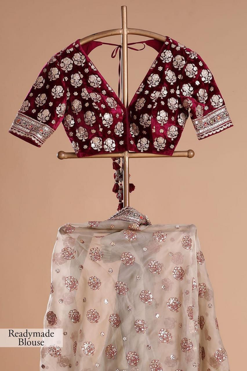 HOS KK-0271 Tissue Organza Silk Saree with Zari & Sequins