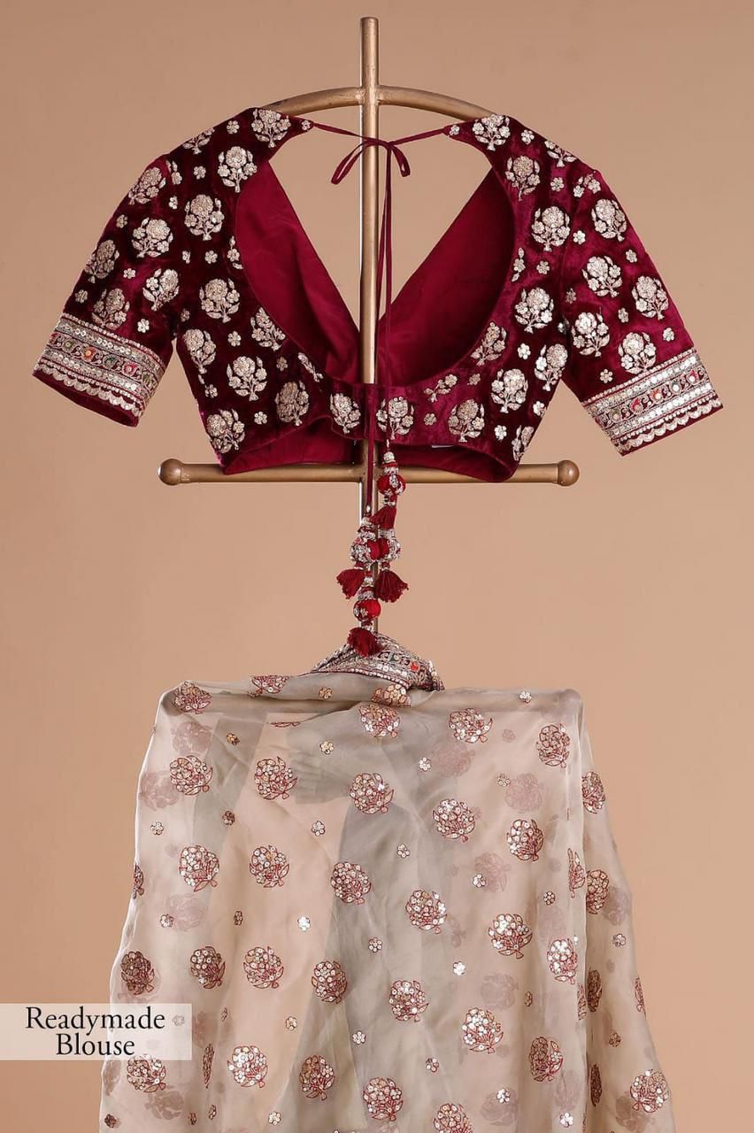 HOS KK-0271 Tissue Organza Silk Saree with Zari & Sequins