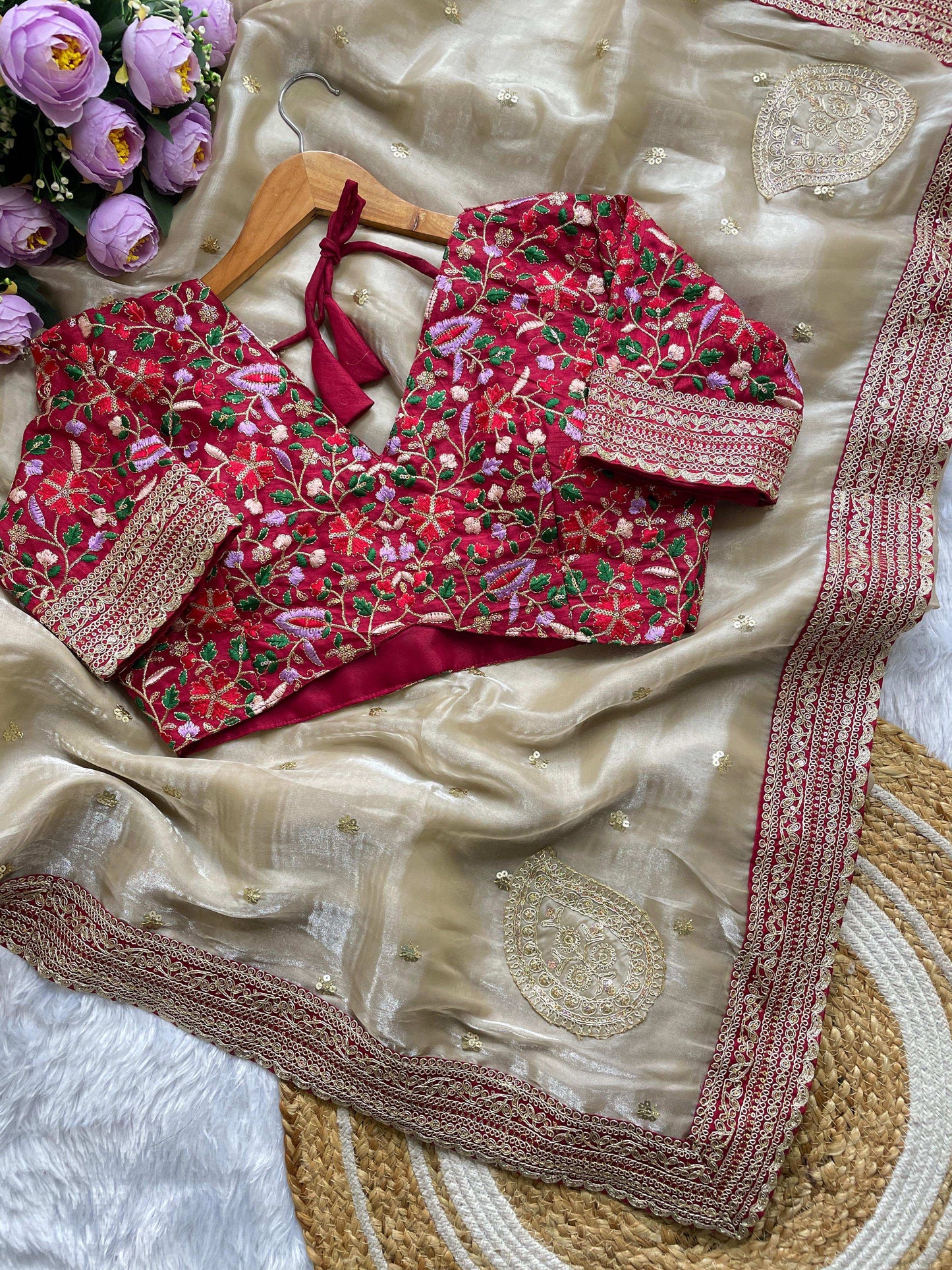 HOS KK-Kimora Jimmy Choo Silk Saree with Thread & Sequins Work