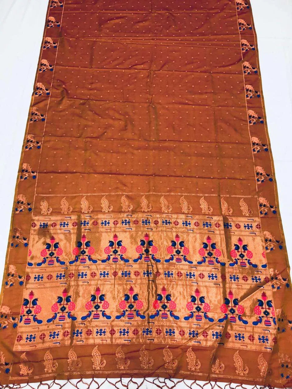 HOS Kantara Paithani Silk Saree with Peacock Border & Pallu