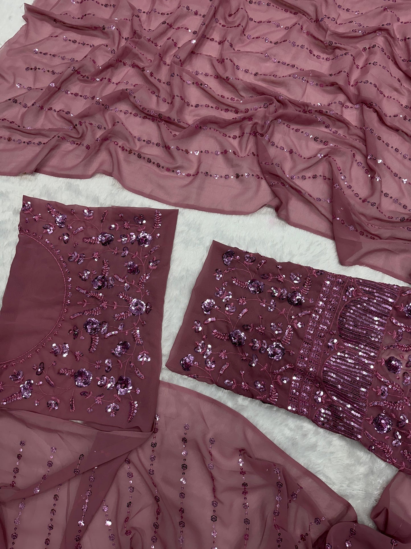 HOS SCnx 1103 Georgette Saree with Sequins Embroidery