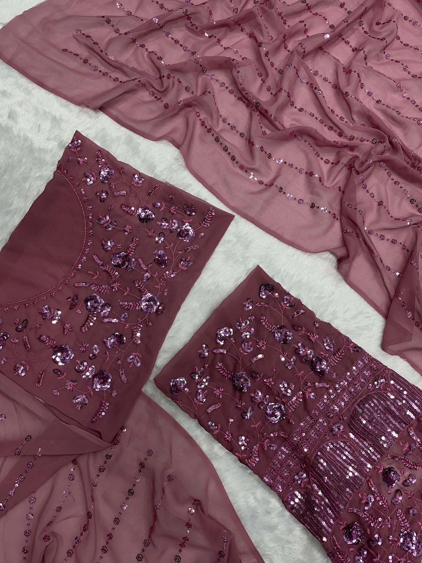 HOS SCnx 1103 Georgette Saree with Sequins Embroidery