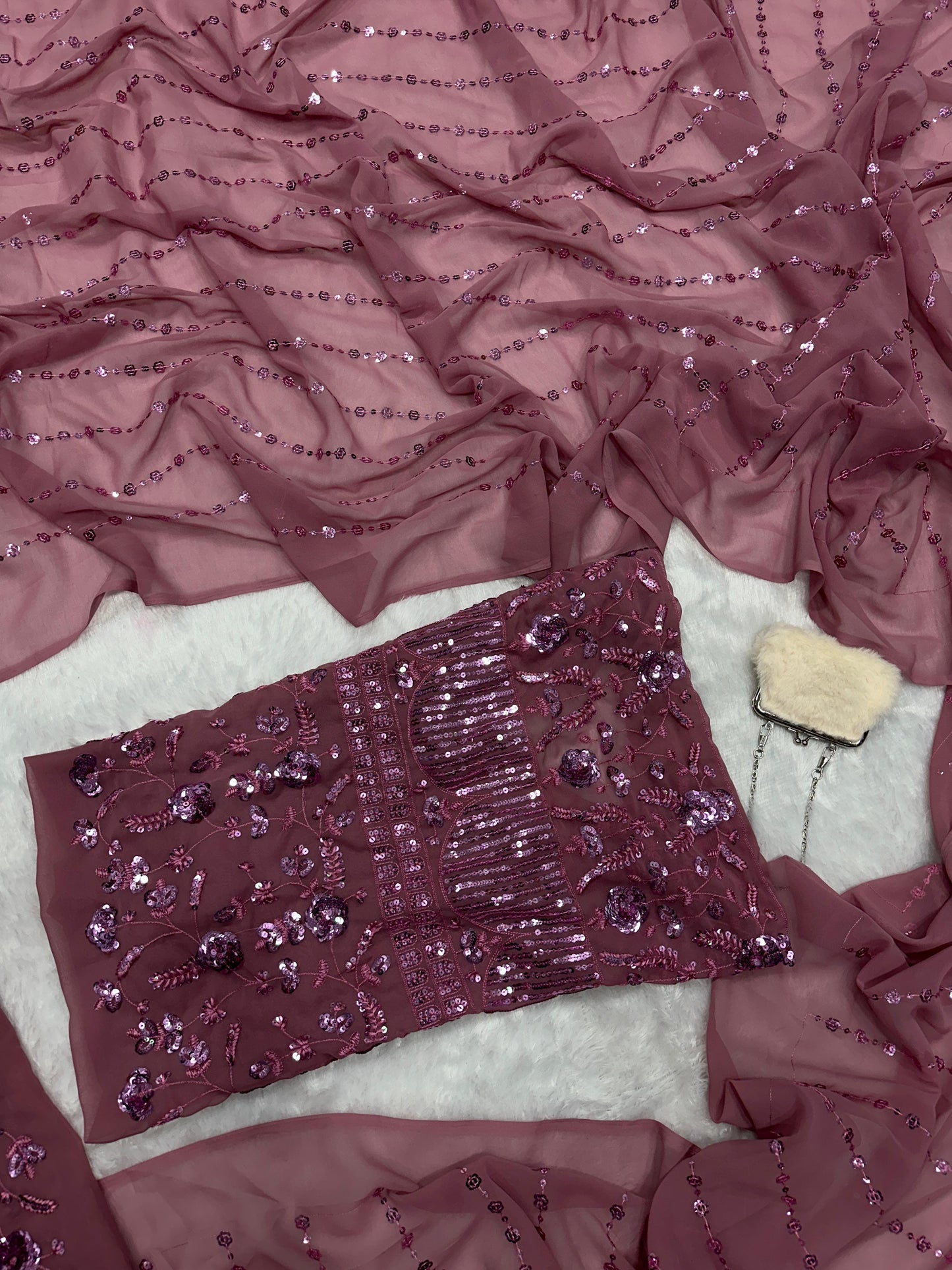 HOS SCnx 1103 Georgette Saree with Sequins Embroidery