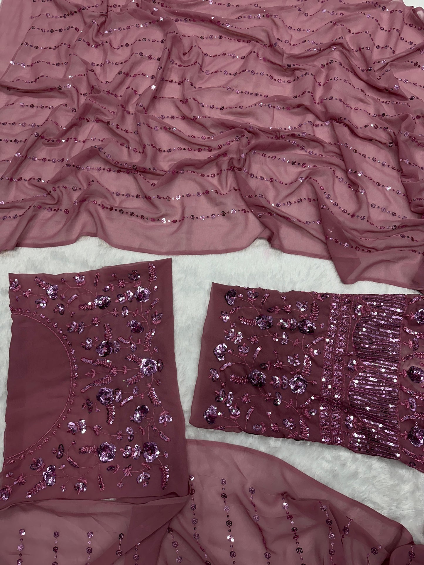 HOS SCnx 1103 Georgette Saree with Sequins Embroidery