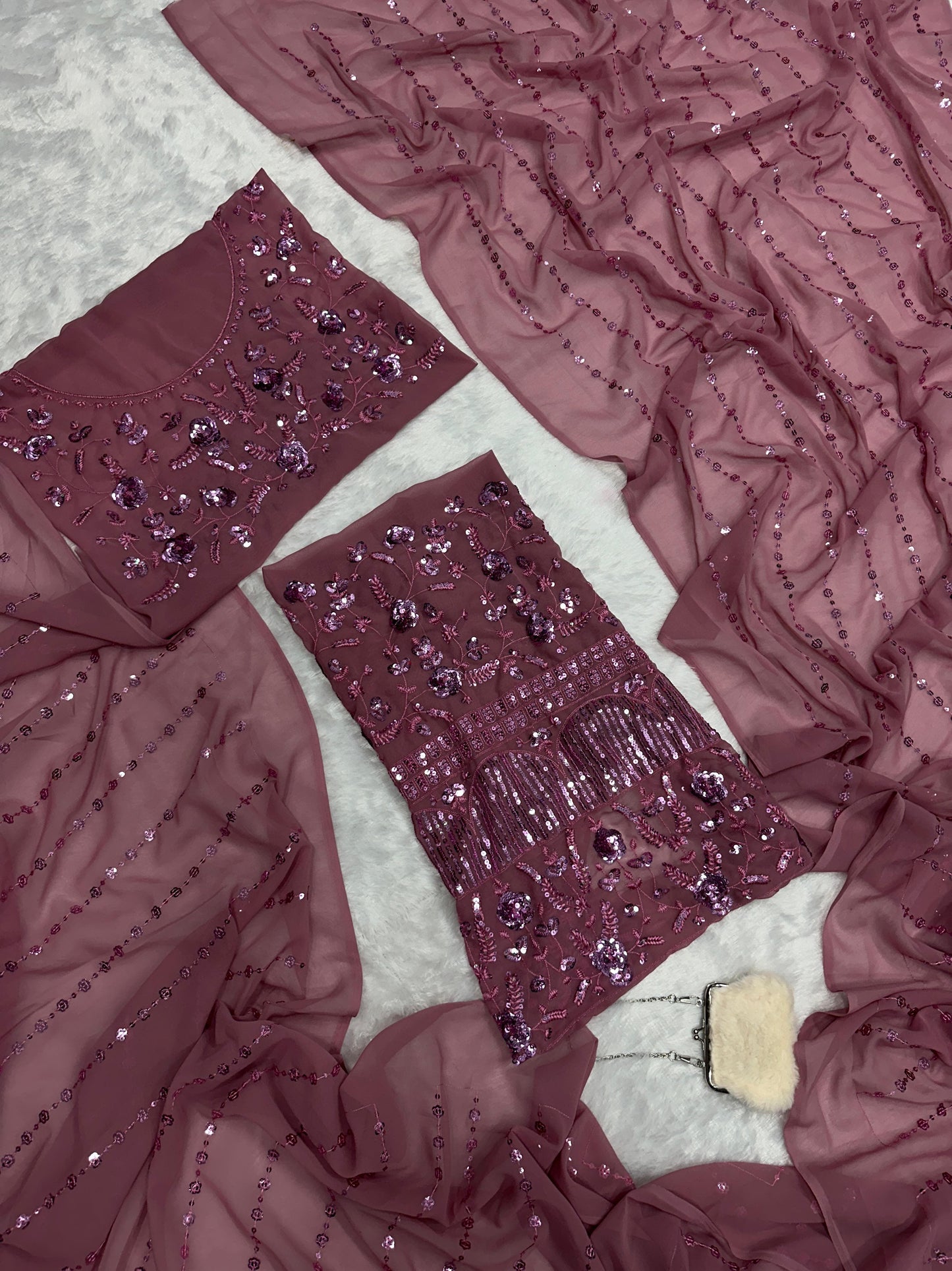 HOS SCnx 1103 Georgette Saree with Sequins Embroidery