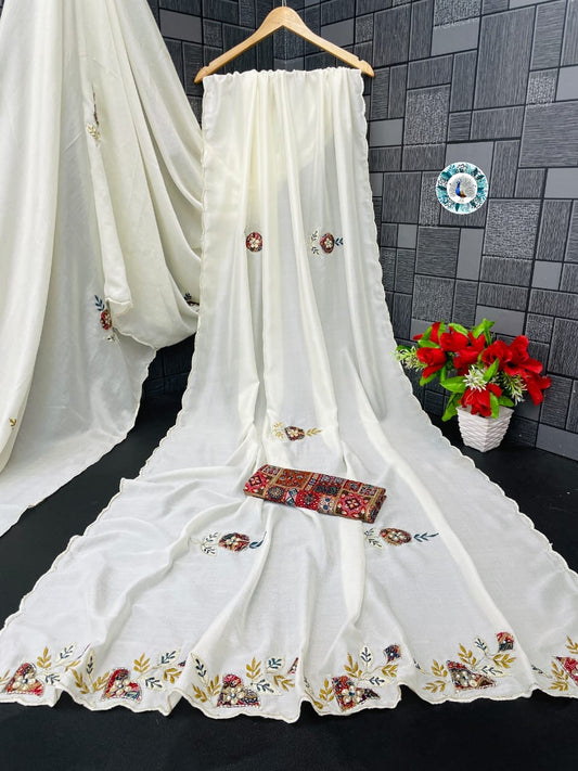 HOS Star Georgette Saree with Handwork Butta & Bandhani Blouse