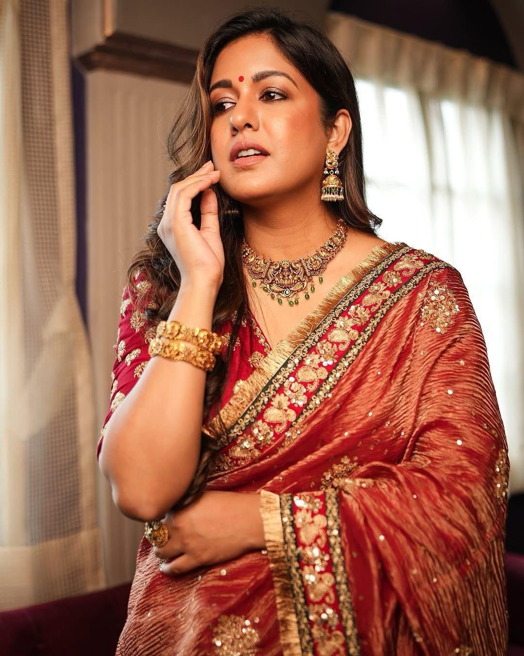 Heavy Banarasi Crush Saree – Sequins & Coding Embroidery Work with Ready Lace Border | House of ShiVisha™ | Code: KK-GRIVA - 