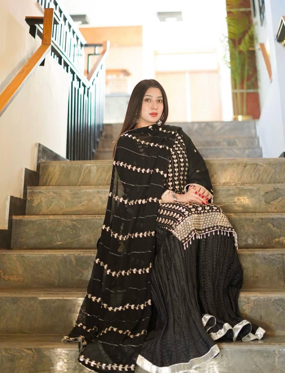 Fox Georgette Top-Sarara and Dupatta Set Fully Stitched Ready To Wear 🔥😍🥰*