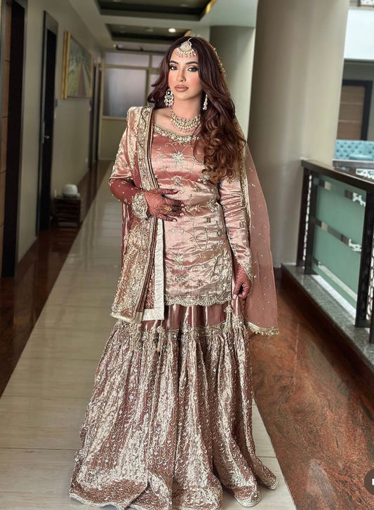 Zimmy-Chu Silk Top-Sarara and Dupatta Set Fully Stitched Ready To Wear