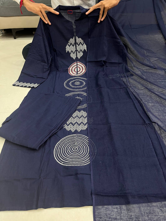 Pure Mul Cotton 60 60 Pent Set With Dupatta Set