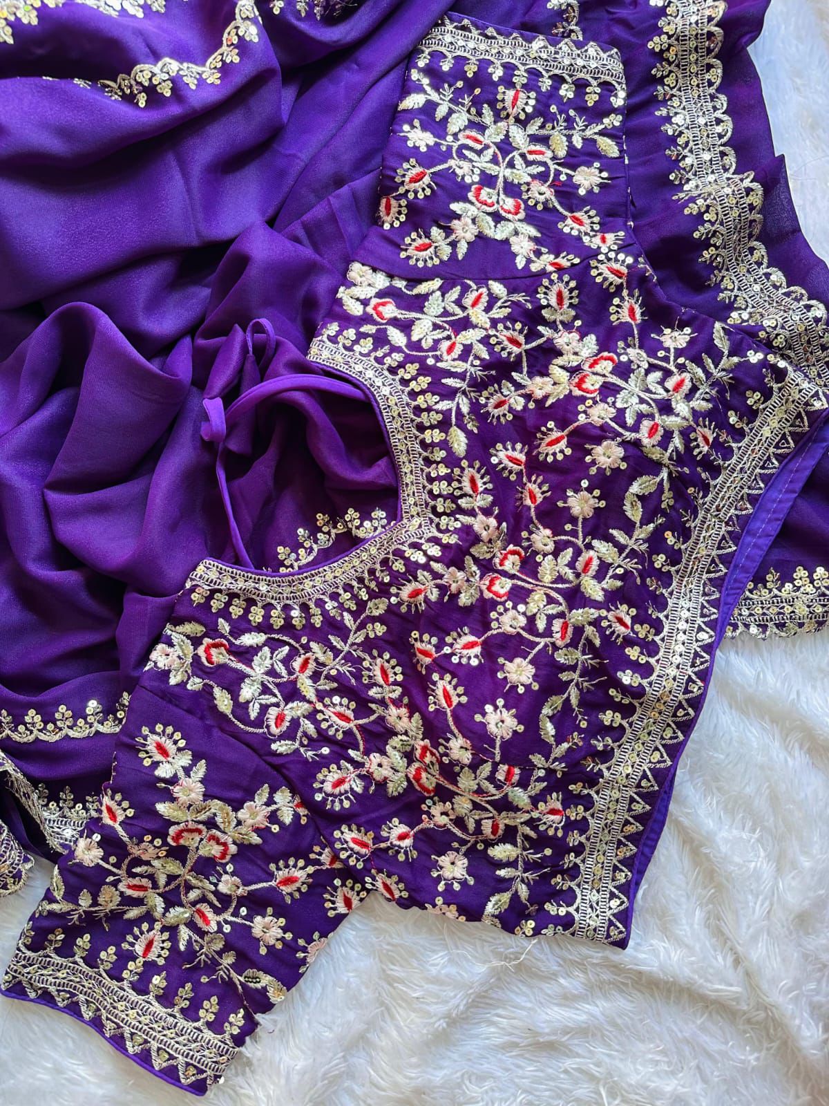 DESIGNER HEAVY PARTY WEAR EMBRODERY WORK SAREE 🚨