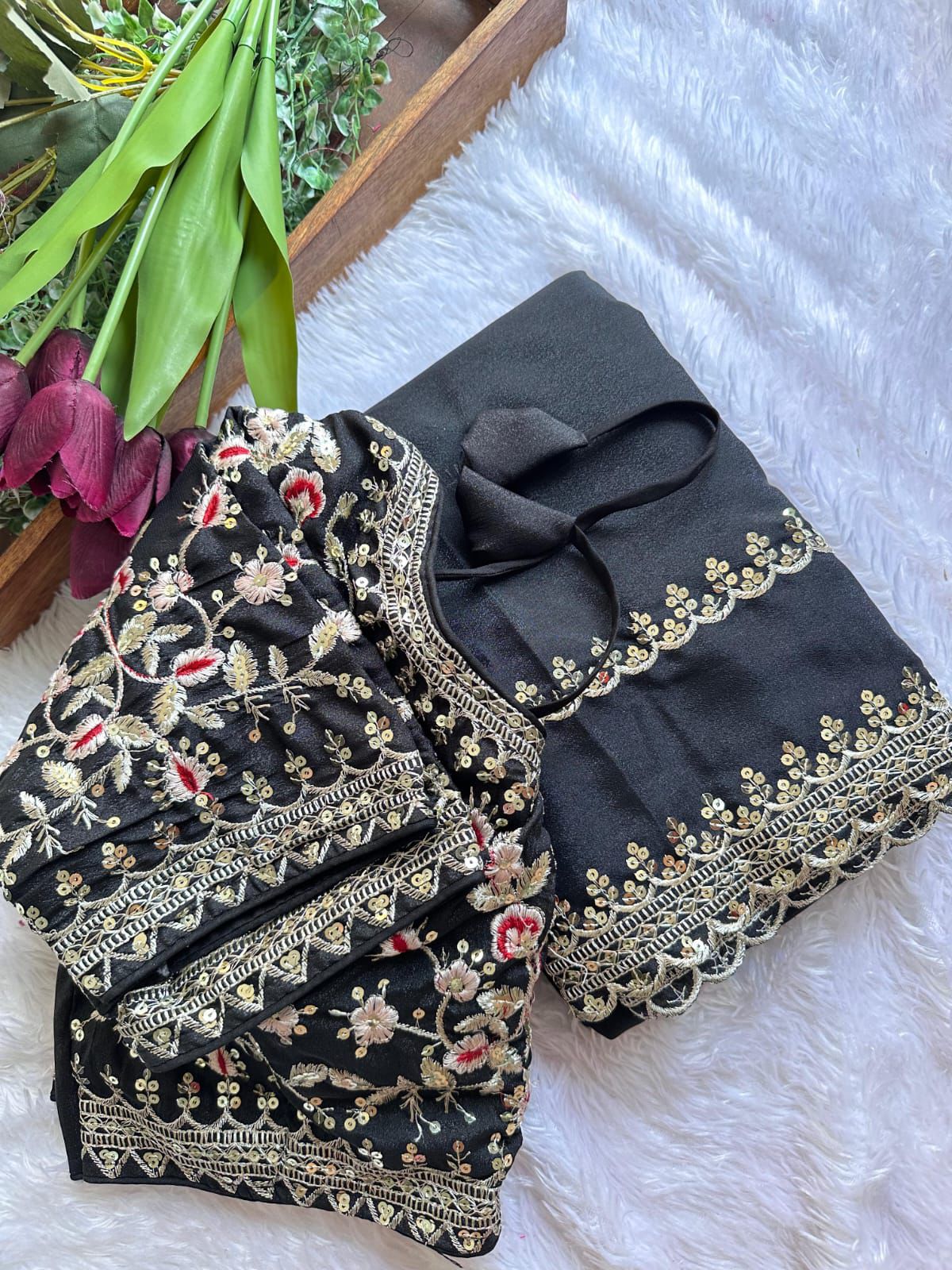 DESIGNER HEAVY PARTY WEAR EMBRODERY WORK SAREE 🚨