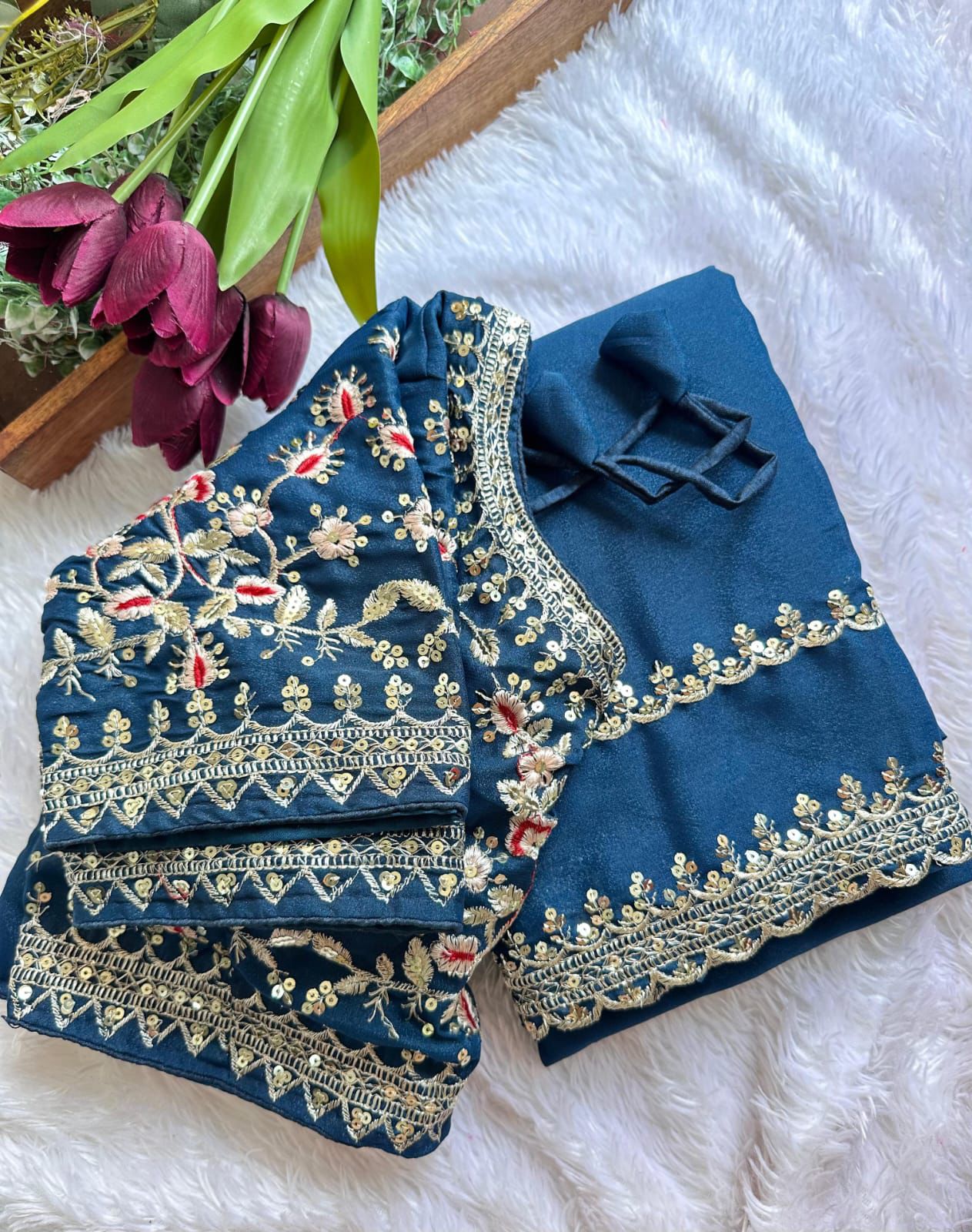 DESIGNER HEAVY PARTY WEAR EMBRODERY WORK SAREE 🚨