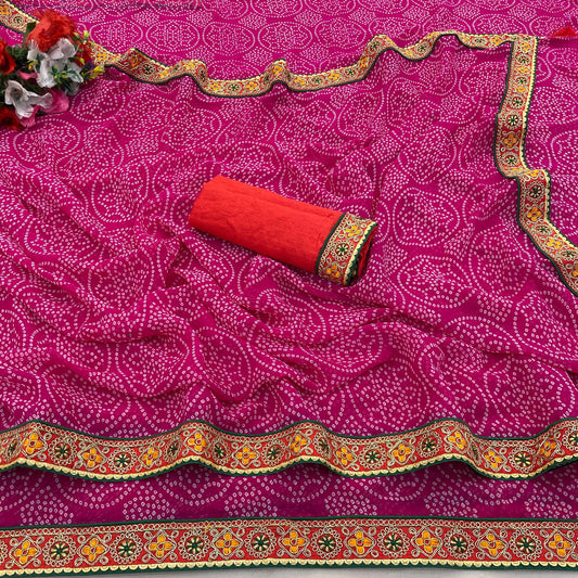 Viscose Georgette ❀ New Bandhani Saree❀