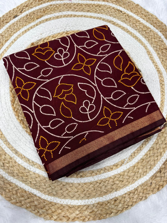 Gadhval New Bandhani Saree  Print Bandhej