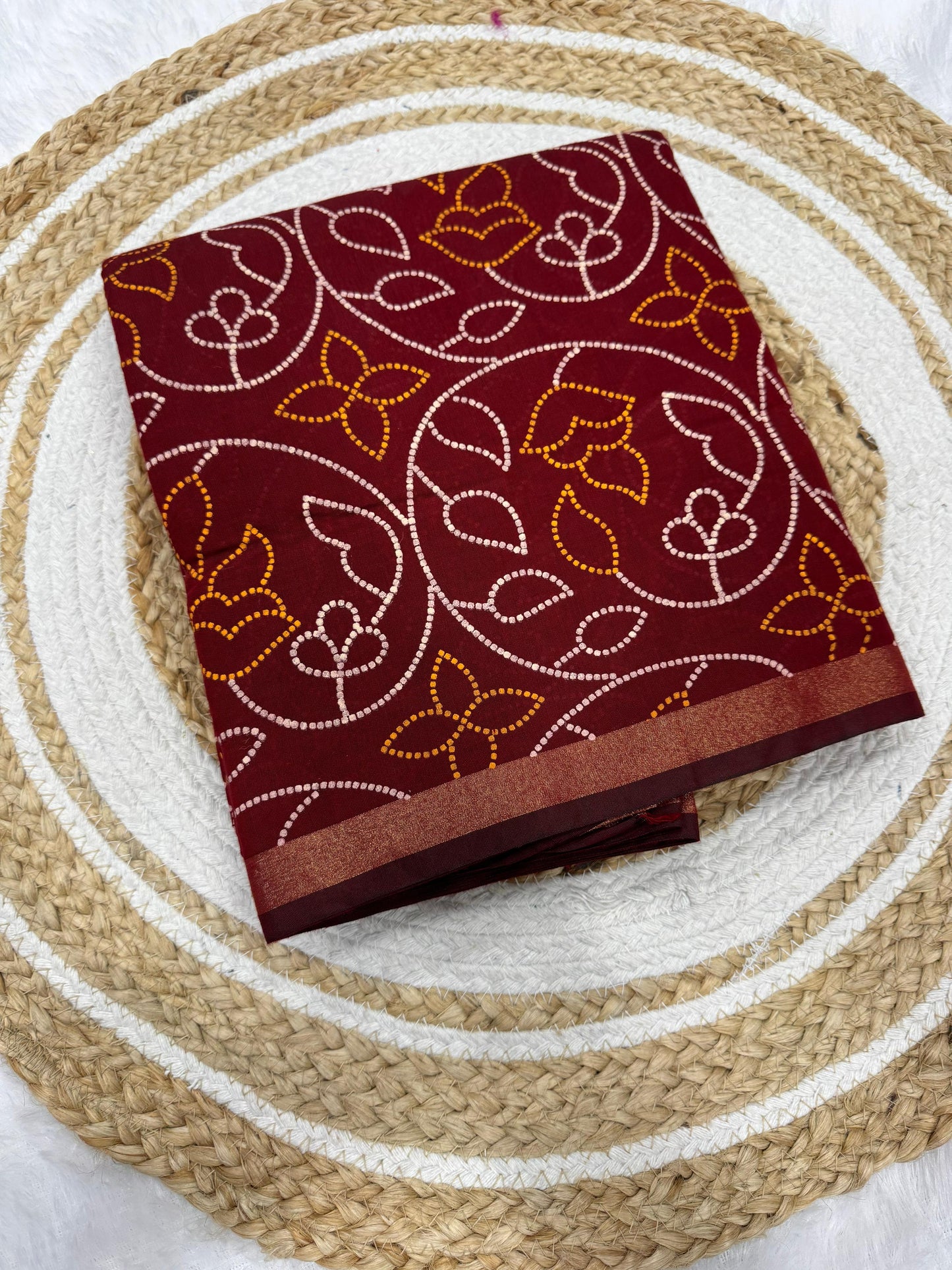 Gadhval New Bandhani Saree  Print Bandhej
