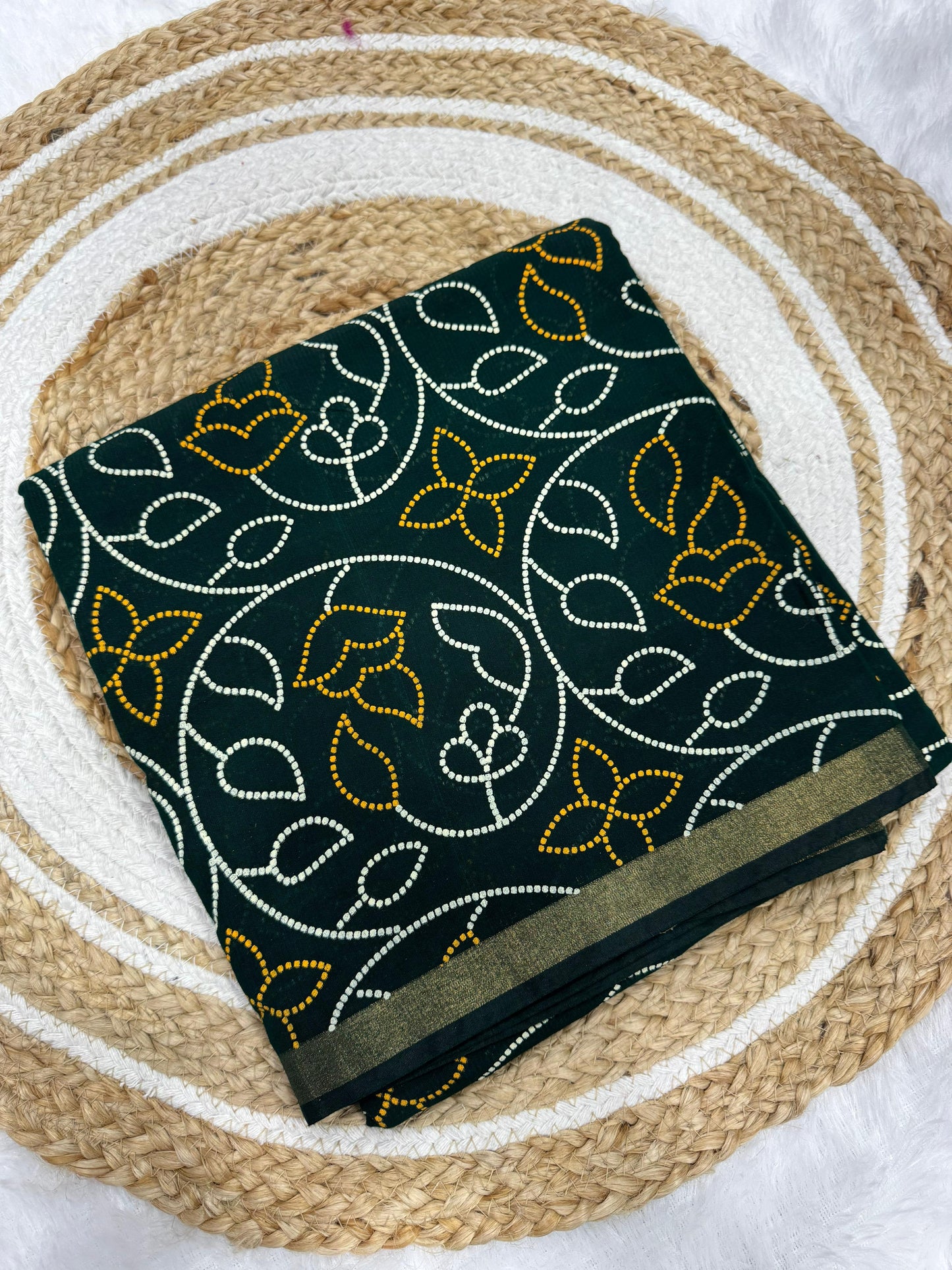 Gadhval New Bandhani Saree  Print Bandhej