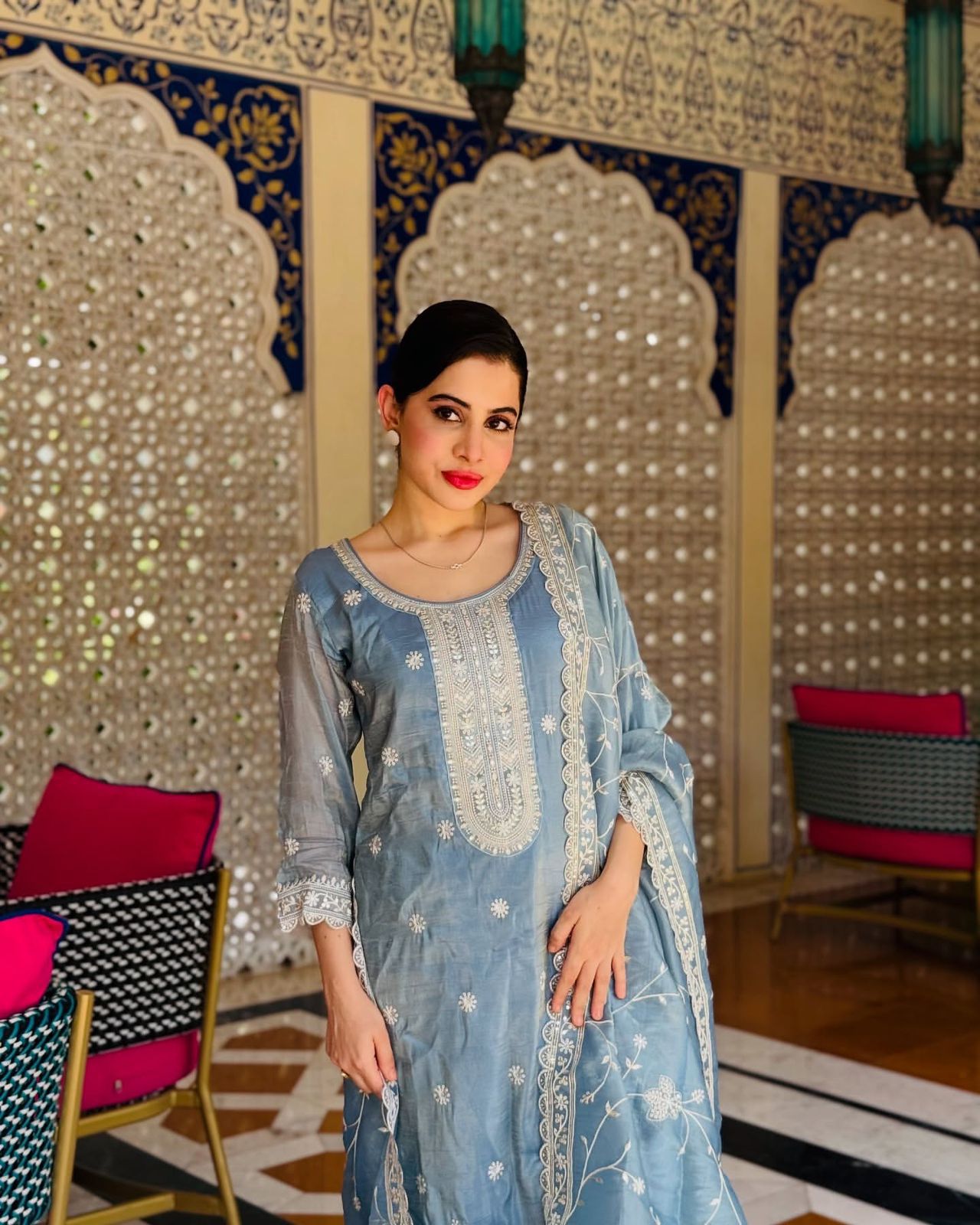 Pure Gold Crush Top& Pent Dupatta Set Fully Stitched Ready To Wear suit