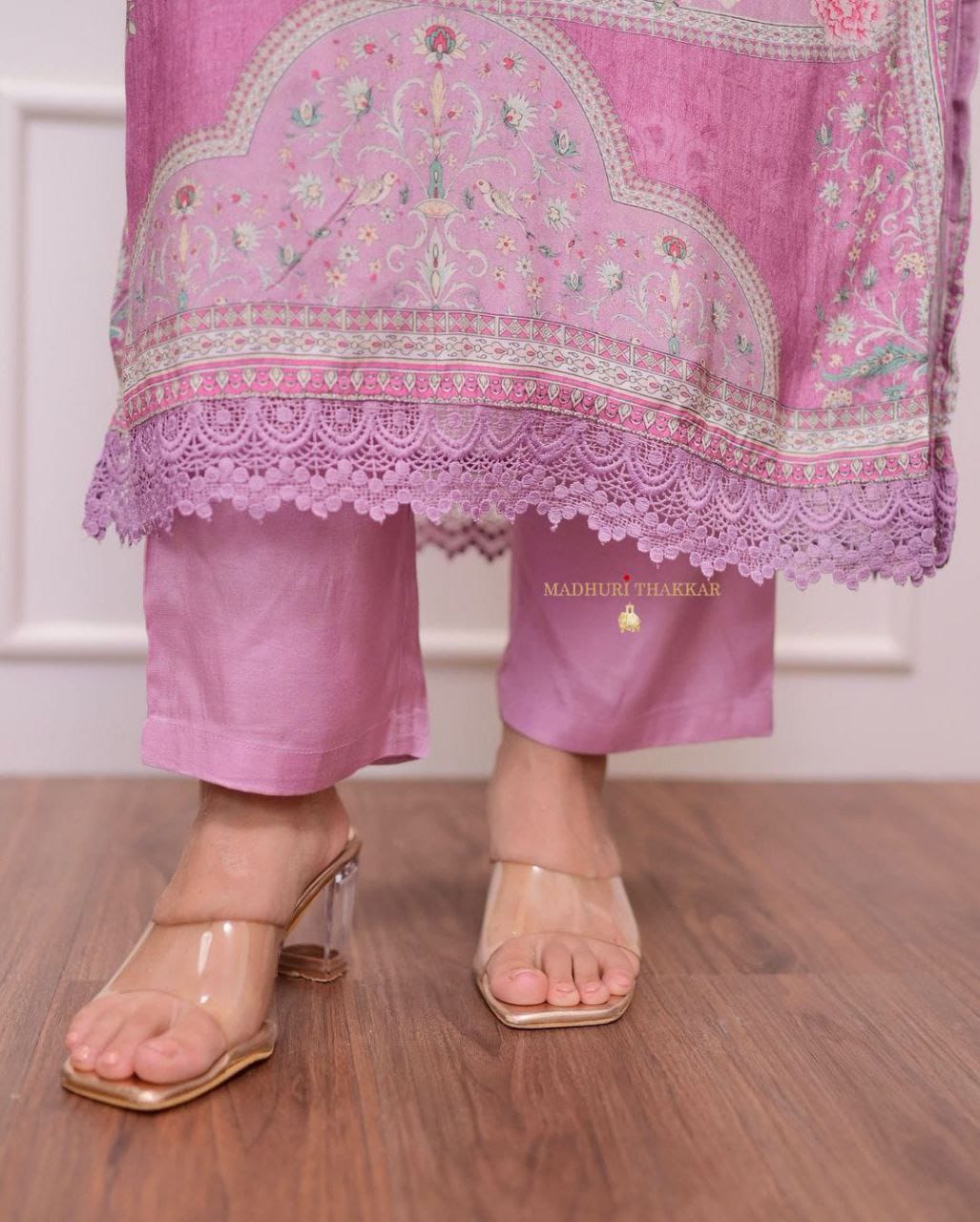 Lilac Muslin Pakistani Suit with digital prints