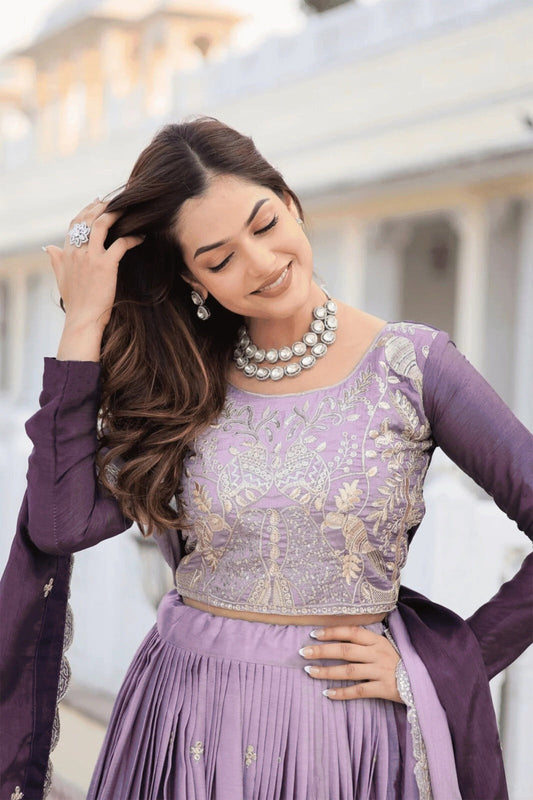 Superb Quality Fancy Neck Gown With Peacock Feather Design 🦚