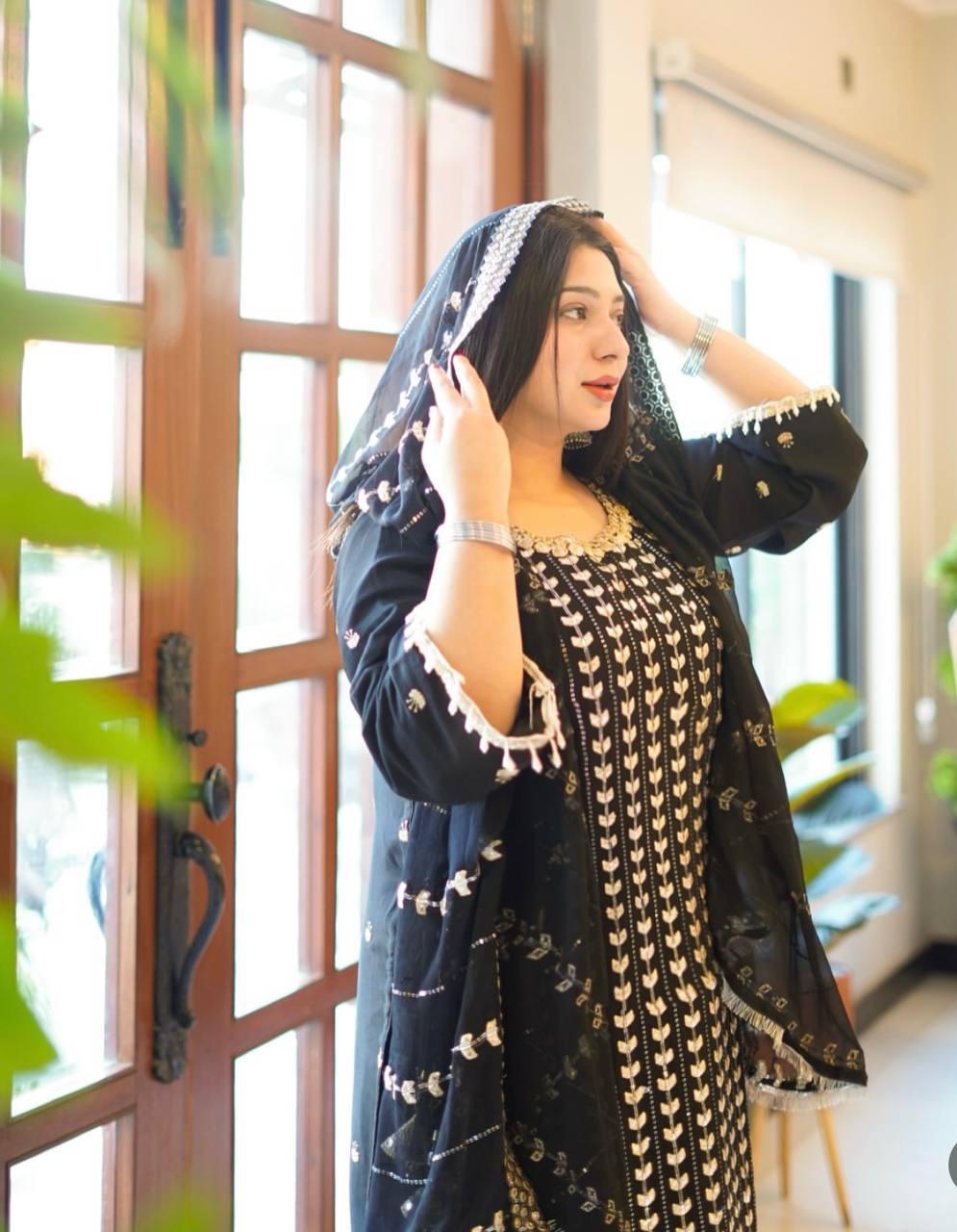 New Fox Georgette Top-Sarara and Dupatta Set Fully Stitched Ready To Wear