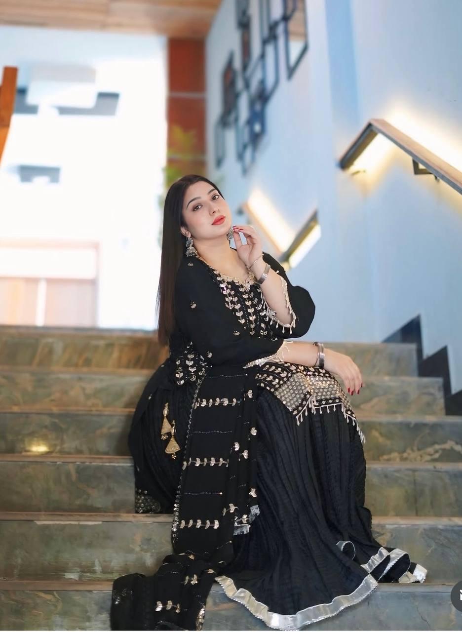 New Fox Georgette Top-Sarara and Dupatta Set Fully Stitched Ready To Wear