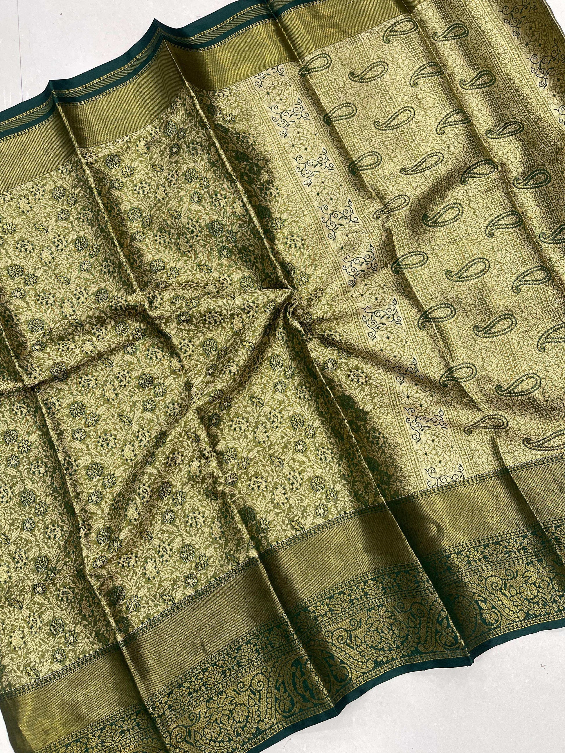 House of ShiVisha Premium Kanjiveram Silk Saree – Original Zari Weaving with Rich Pallu & Broad Border - House Of ShiVisha